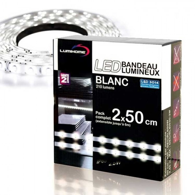 Coffret 2x50cm Ruban LED Blanc
