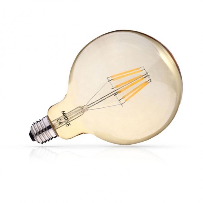 Ampoule LED E27 Globe 4W COB Filament G125 Golden
