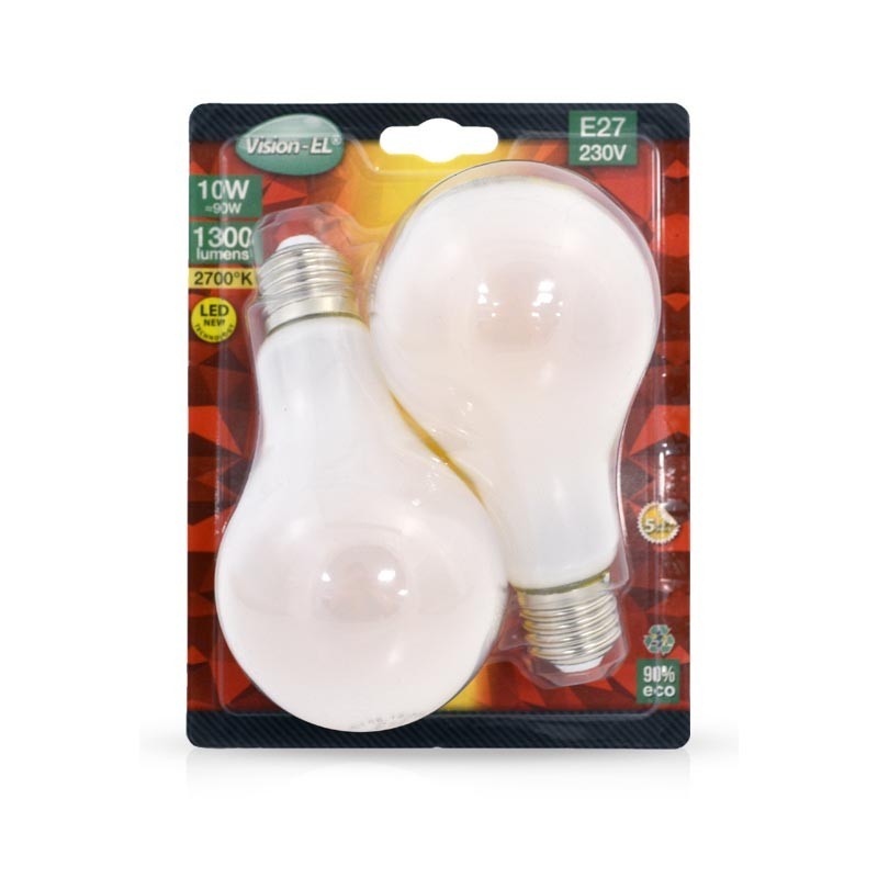 Lot de 2 ampoules LED E27 10W Bulb.  Boutique Officielle Miidex Lighting®
