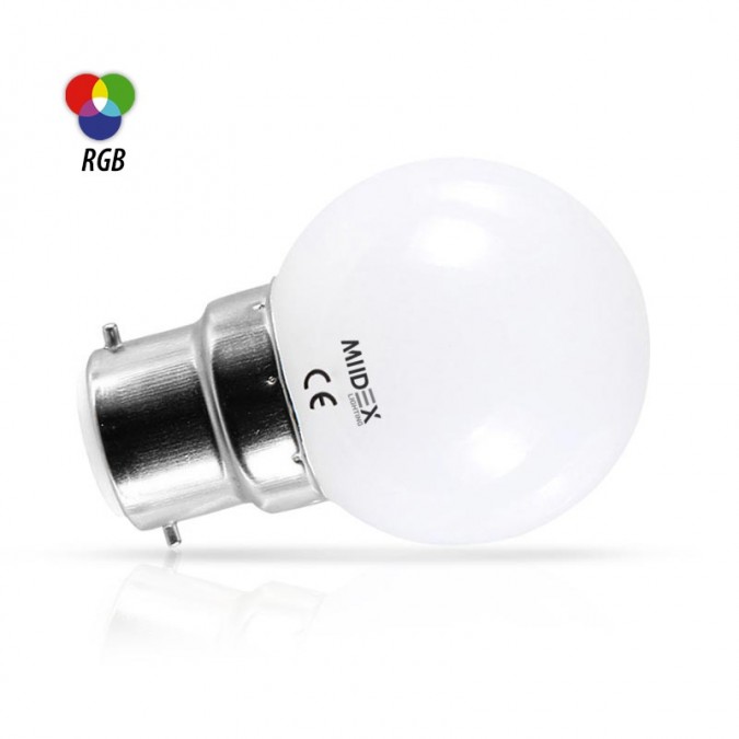 Ampoule LED B22 1W RGB Multicolore - Vue côté