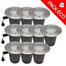 Pack de 10 spots 230V encastrables extérieurs 7W 60LED 6000K (9+1 offert)