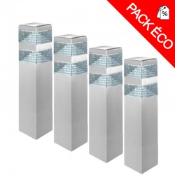Pack de 4 bornes Pyramide Inox 32 LED SMD 9W Finition Inox 40 cm