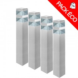 Pack de 4 bornes Pyramide Inox 32 LED SMD 9W Finition Inox 60 cm