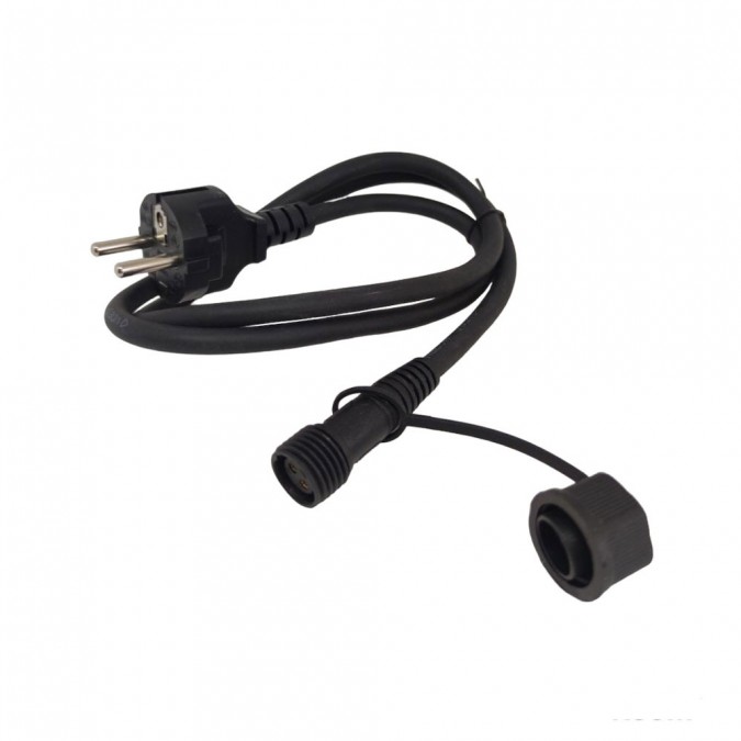 Cordon d'alimentation 1 mètre 230V EU avec connecteurs Femelle étanches - Bouchon ouvert Cordon d'alimentation 1 mètre 230V EU avec connecteurs Femelle étanches - Bouchon ouvert