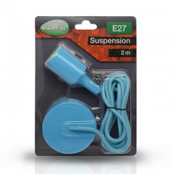 Suspension Douille Silicone E27 - Bleu Câble 2m