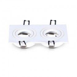 Support de spot rond double blanc Orientable 175 x 93mm