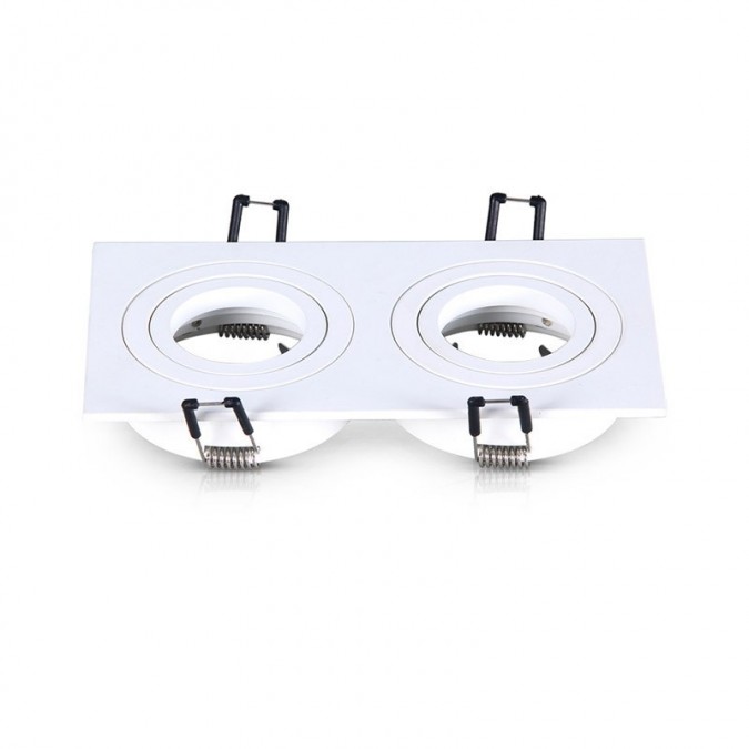 Support de spot rond double blanc Orientable 175 x 93mm