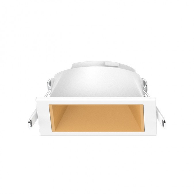 Collerette basse luminance carrée/carrée blanc/doré pour spot ÉCLAT II
