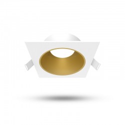 Collerette basse luminance carrée/rond blanc/doré pour spot ÉCLAT II