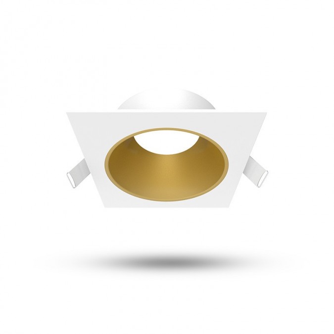 Collerette basse luminance carrée/rond blanc/doré pour spot ÉCLAT II