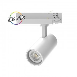 Spot LED sur Rail Blanc 25W 3000K 2750 LM IRC90 adaptateur rail 3 allumages