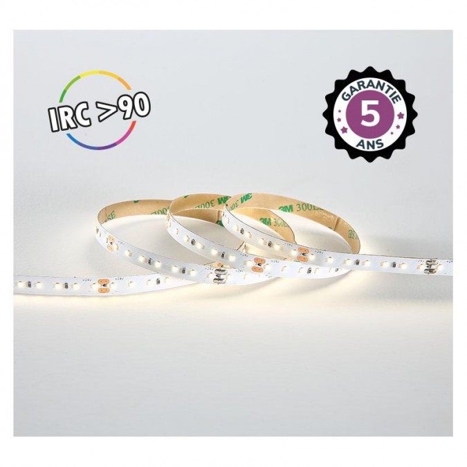 Bandeau LED 4000K 5 m 120 LED/m 10W/m IP20 - 24V - IRC90 - Garantie 5 ans