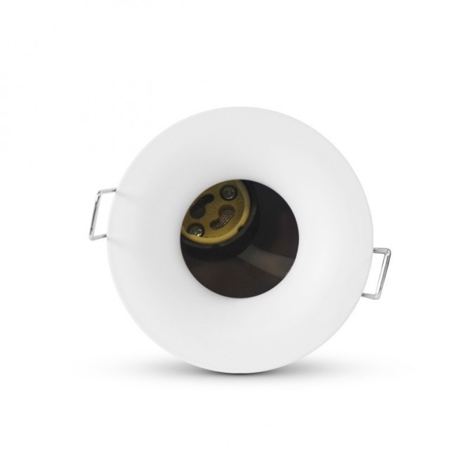 Support plafond BBC Rond Blanc Basse Luminance avec douille automatique Ø85 mm