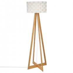 Lampadaire blanc MOKI en Bambou H150