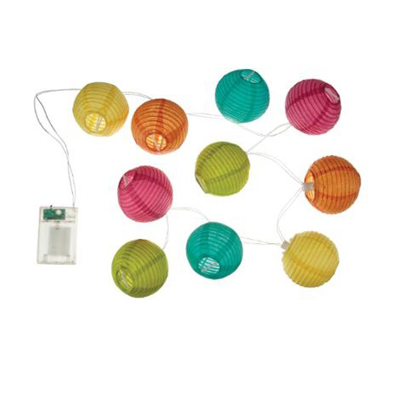 Guirlande lumineuse boules multicolore coton LED - Article Neuf