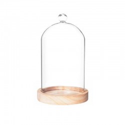 Cloche en verre avec socle en bois H19