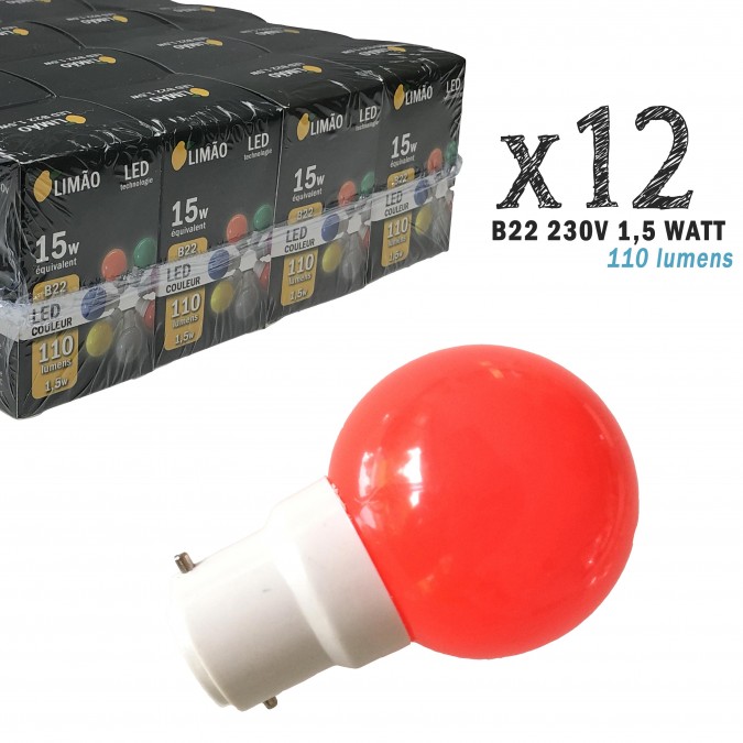 Lampe de guirlande rouge - Ampoule sphérique LED 1W E27 230V