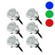 Kit Complet 6 Mini Spots Encastrables 12V LED Bleu, Vert, Rouge