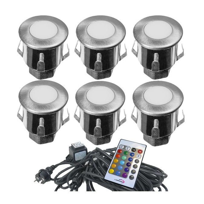 Kit Complet 6 Mini Spots Encastrables 12V LED RGB