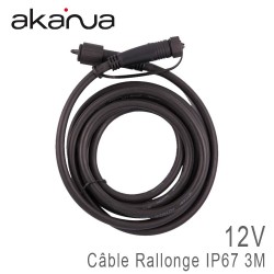 Rallonge Câble 3 mètres avec connecteurs Mâle/Femelle IP67 12V