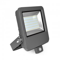 Projecteur LED COB 80W Extérieur IP65 Plat Gris + Détecteur