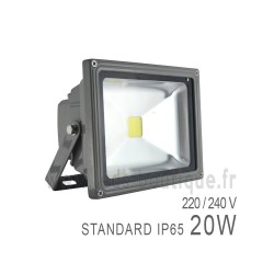 Projecteur LED COB 20W Extérieur IP65 Gris