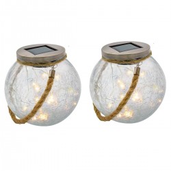 Lot de 2 lanternes rondes lumineuses LED CRACK BALL